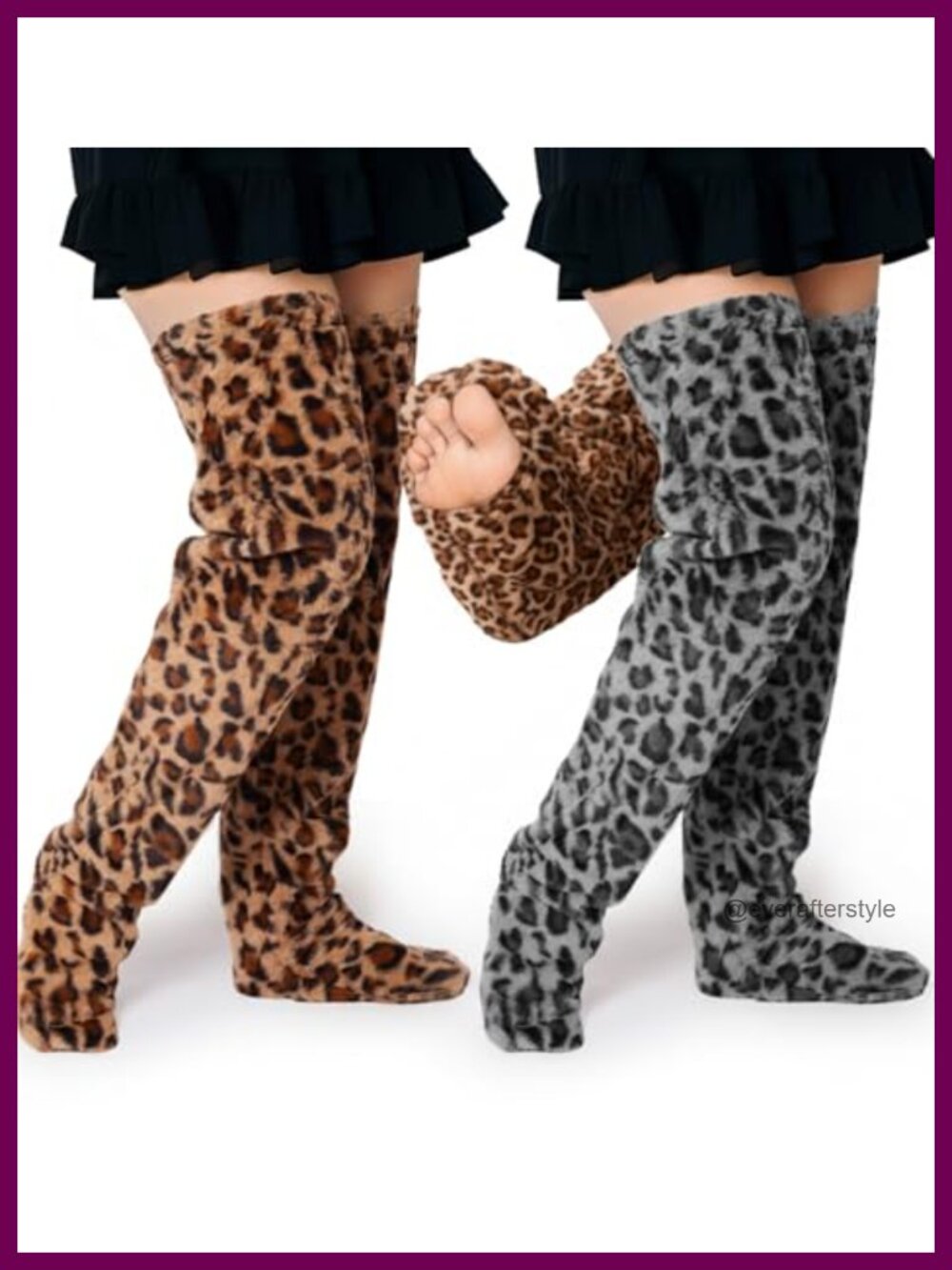 Fuzzy Over Knee Leg Warmers Thigh High Socks 2 Pairs